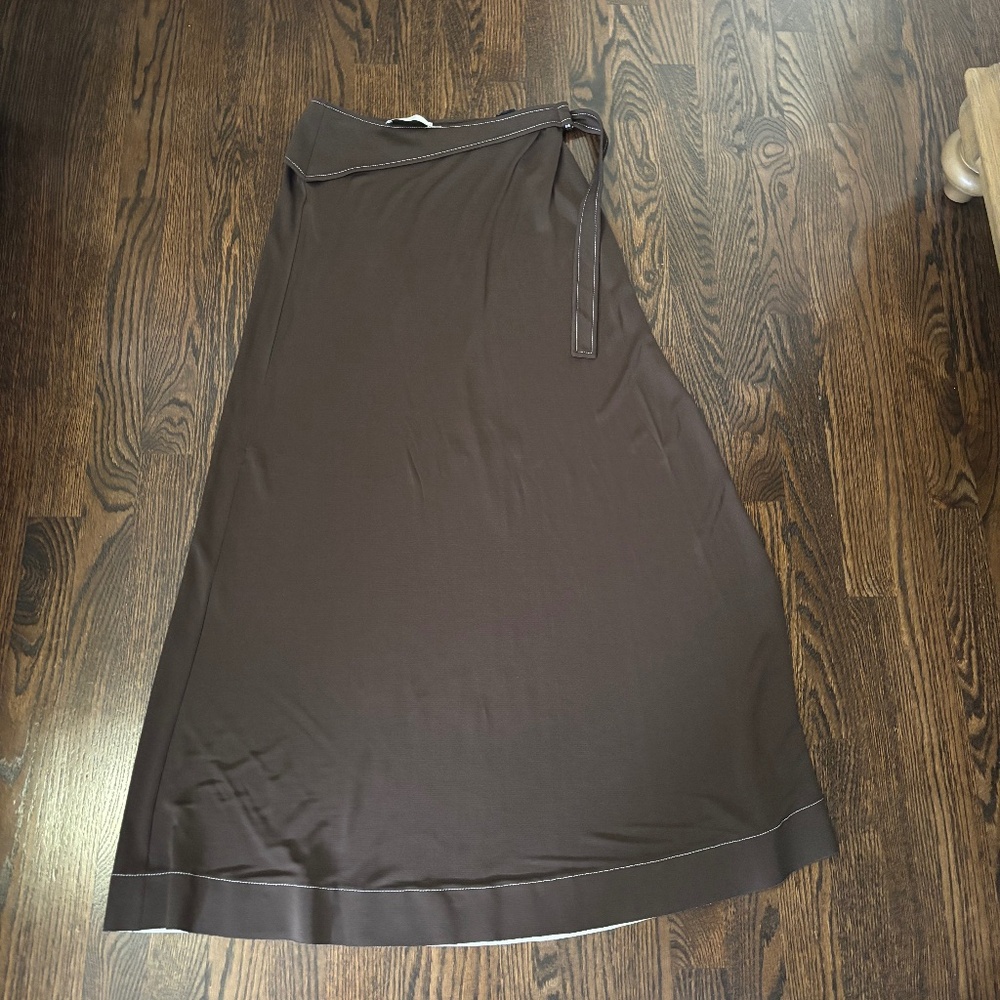 Tory Burch boutique brown belted matte Jersey midi skirt Italy